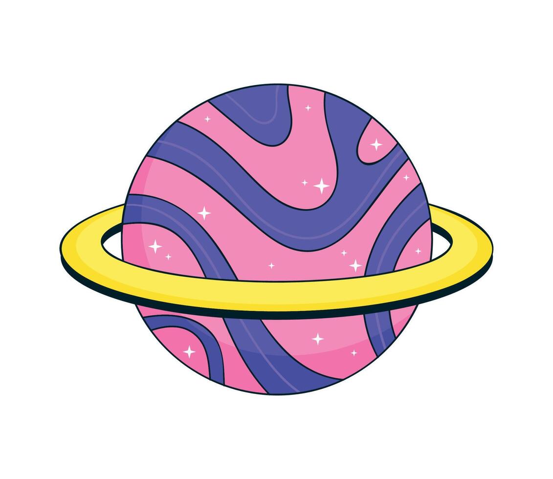 saturno planeta estilo psicodélico vector