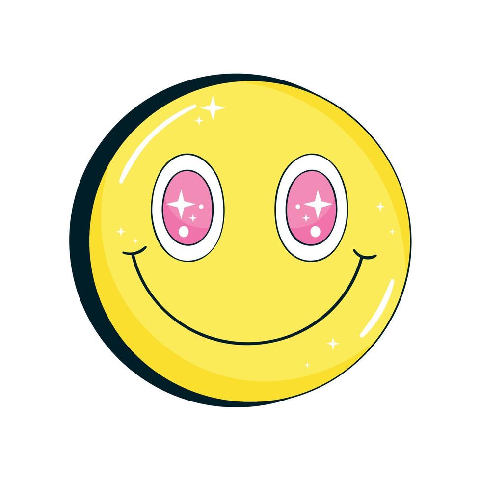 smile emoji psychedelic style vector