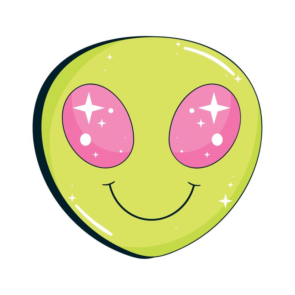 alien emoji psychedelic style vector