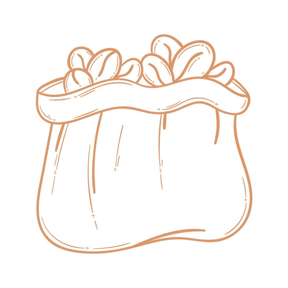 coffee grains in sack doodle vector