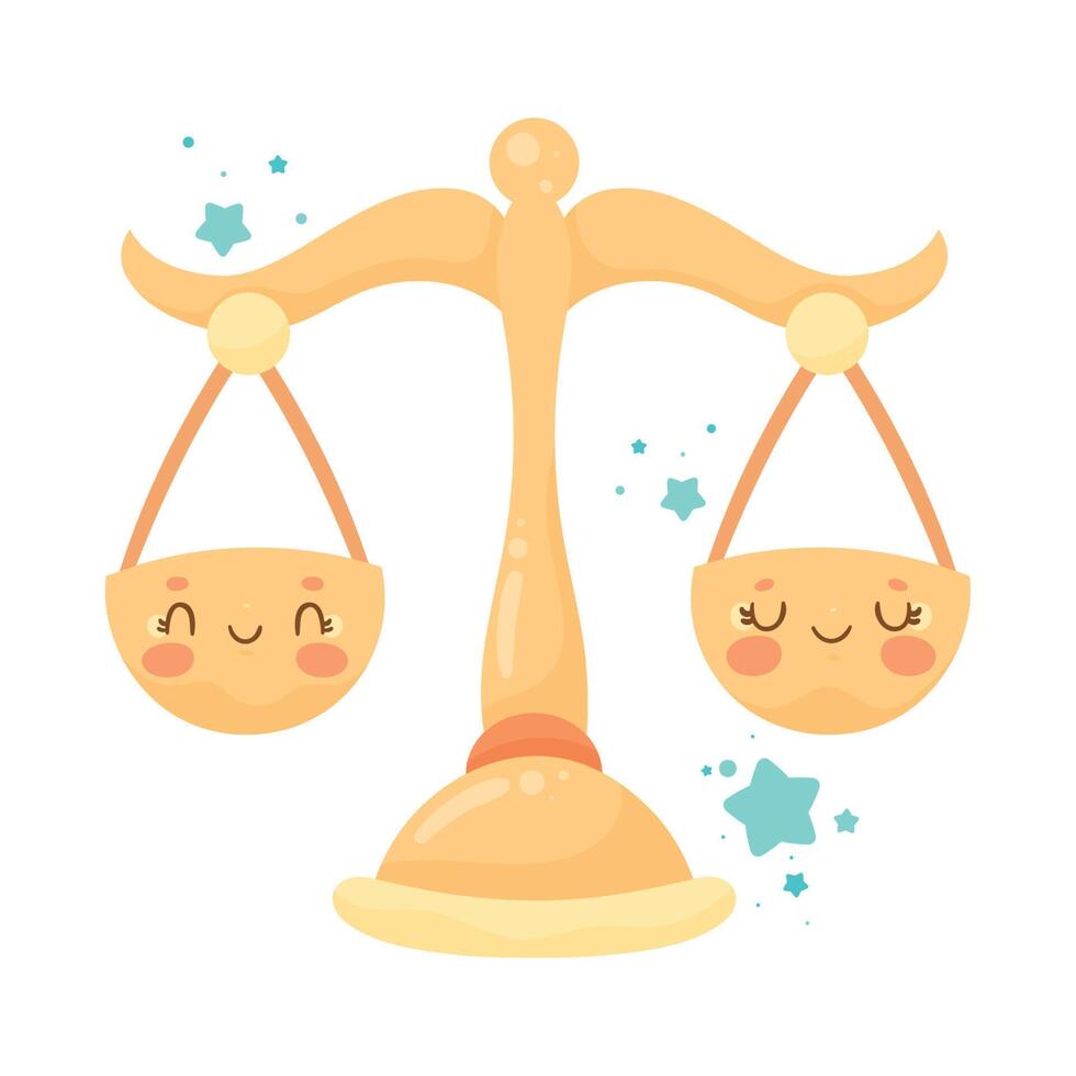 libra zodiac kawaii vector