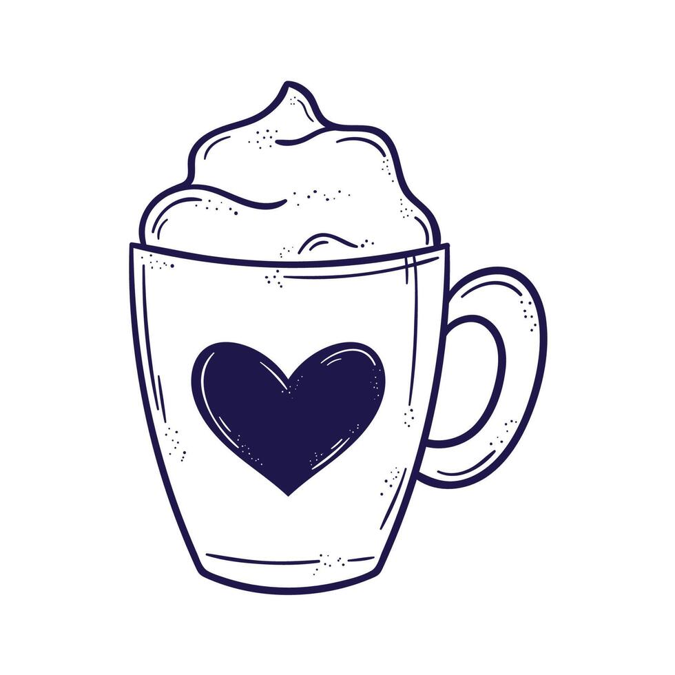 coffee in cup with heart vector