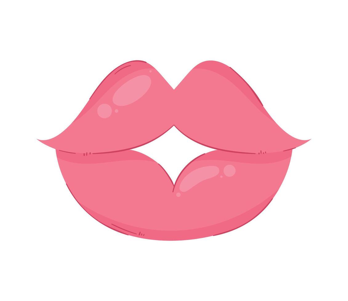 mujer labios rosados vector