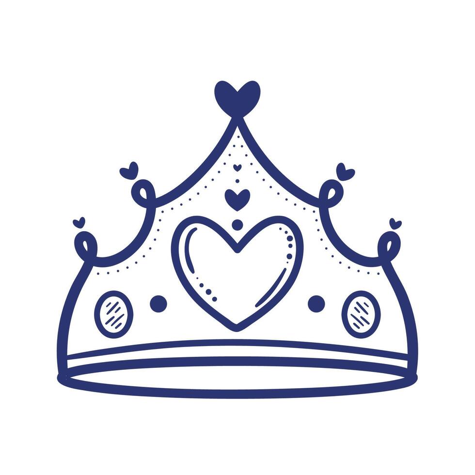 queen crown with heart vector