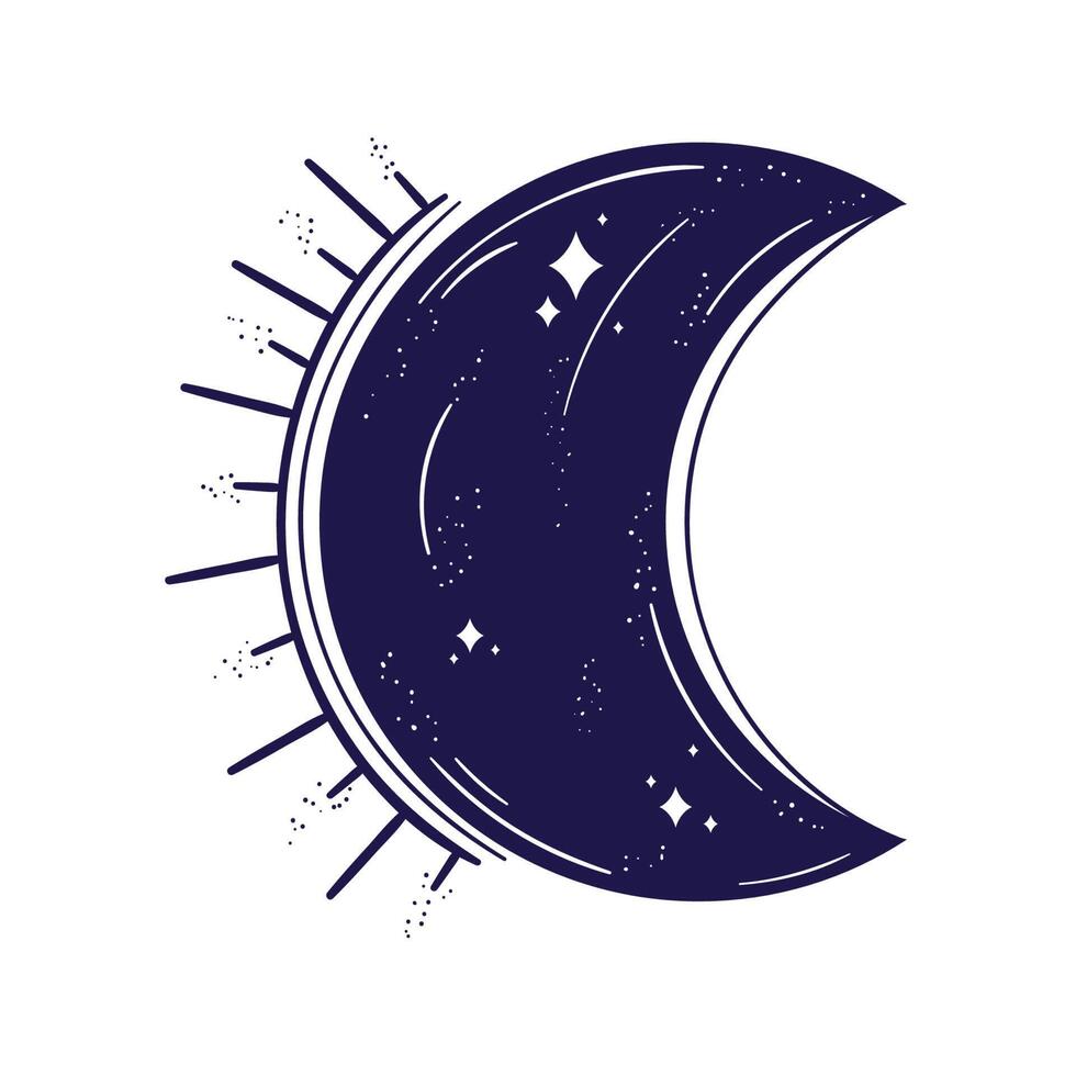 esoteric crescent moon vector