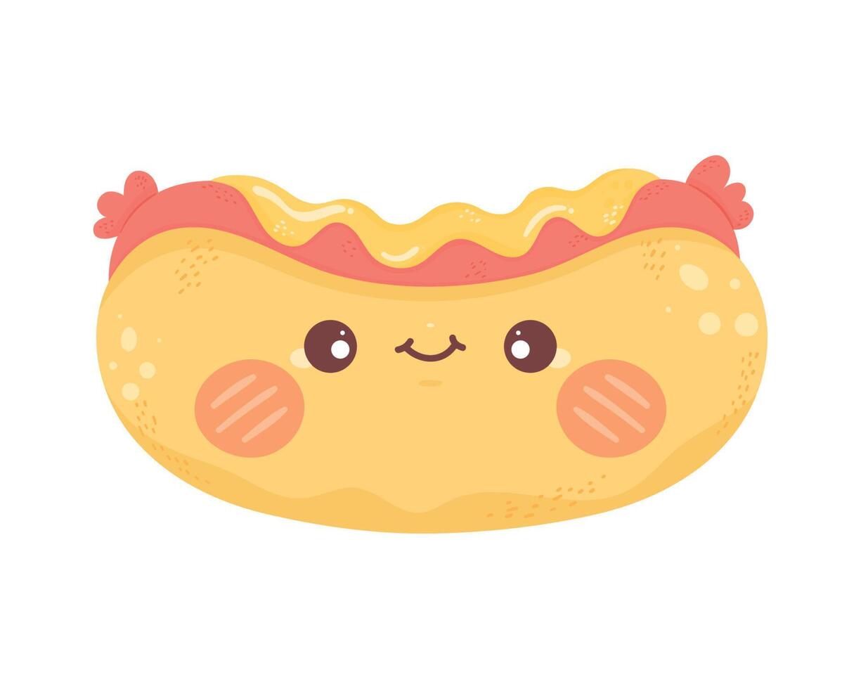 perrito caliente kawaii vector