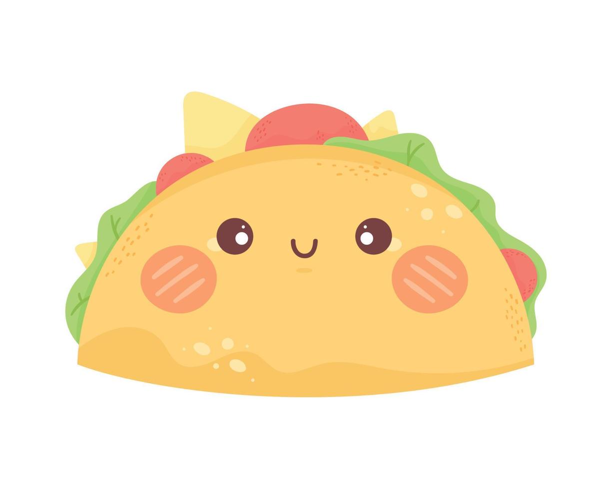 tacos mexicanos kawaii vector