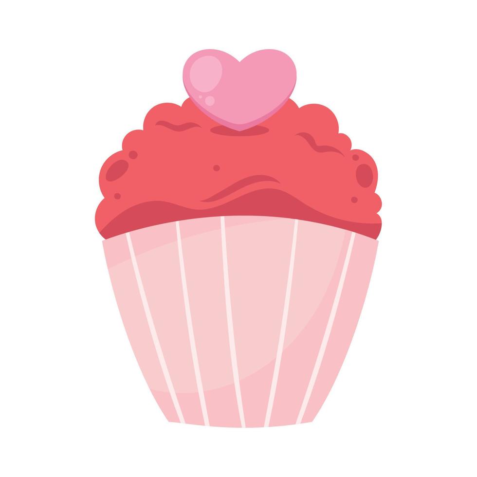 amor de corazón en cupcake vector