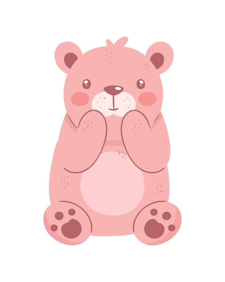cute pink bear teddy vector