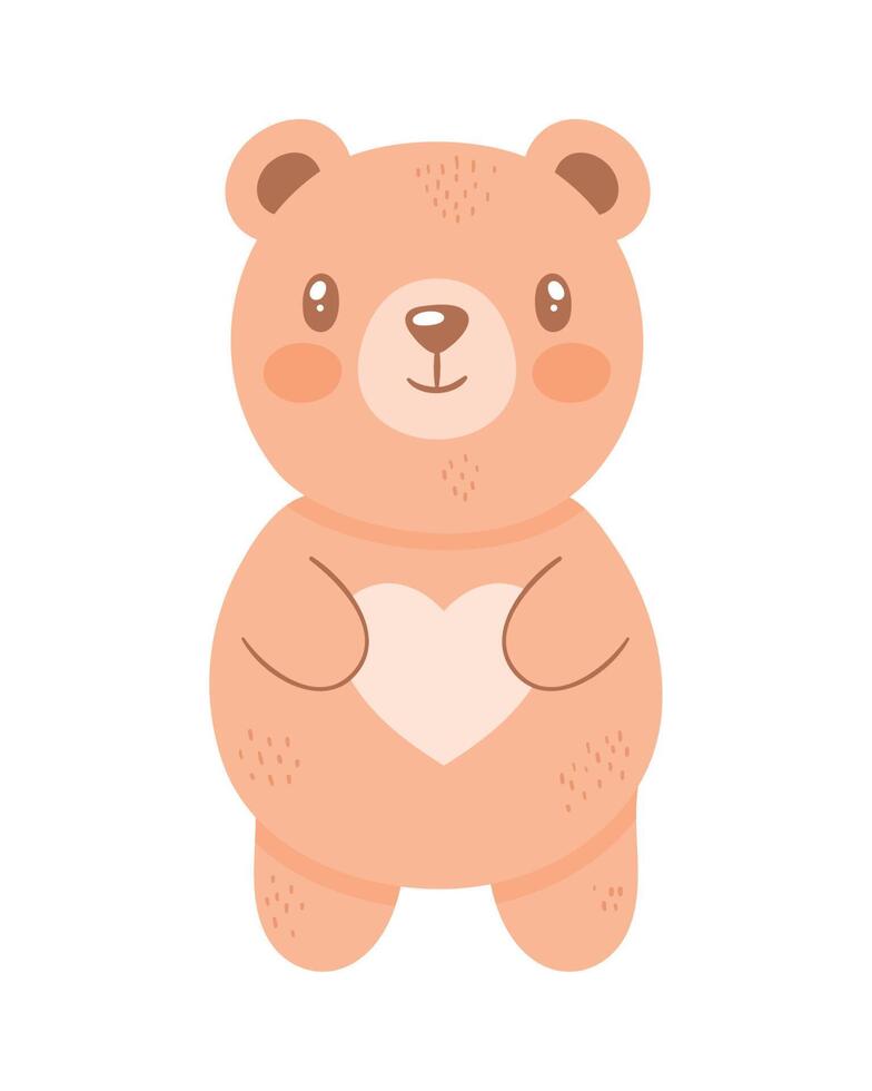 cute brown bear teddy vector