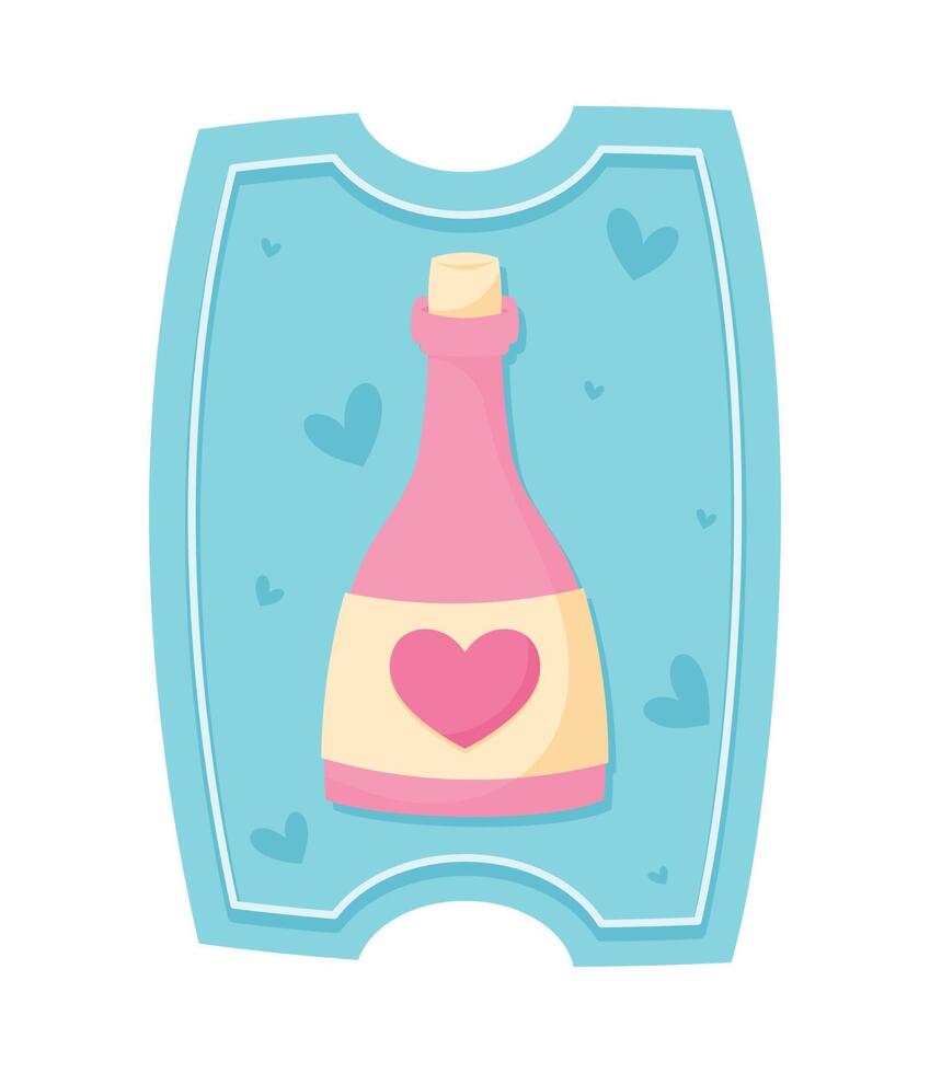 love coupon with wine bottle vector