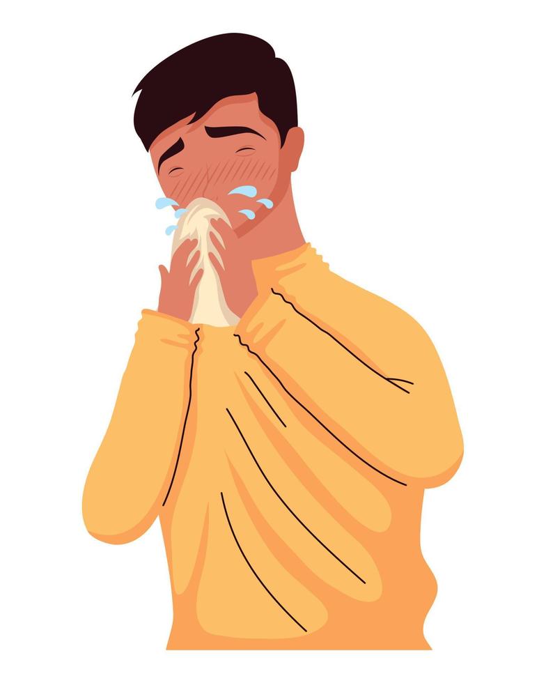 man sick with flu vector