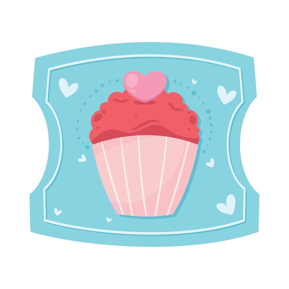 cupón de amor con cupcake vector