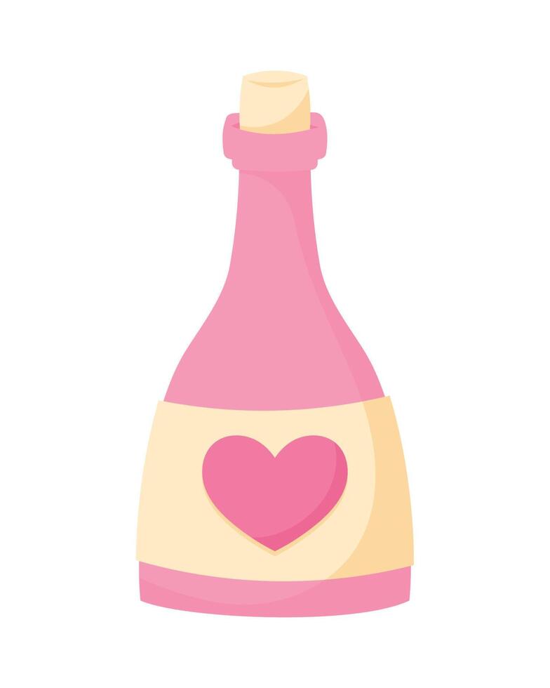 amor del corazón en botella de vino vector