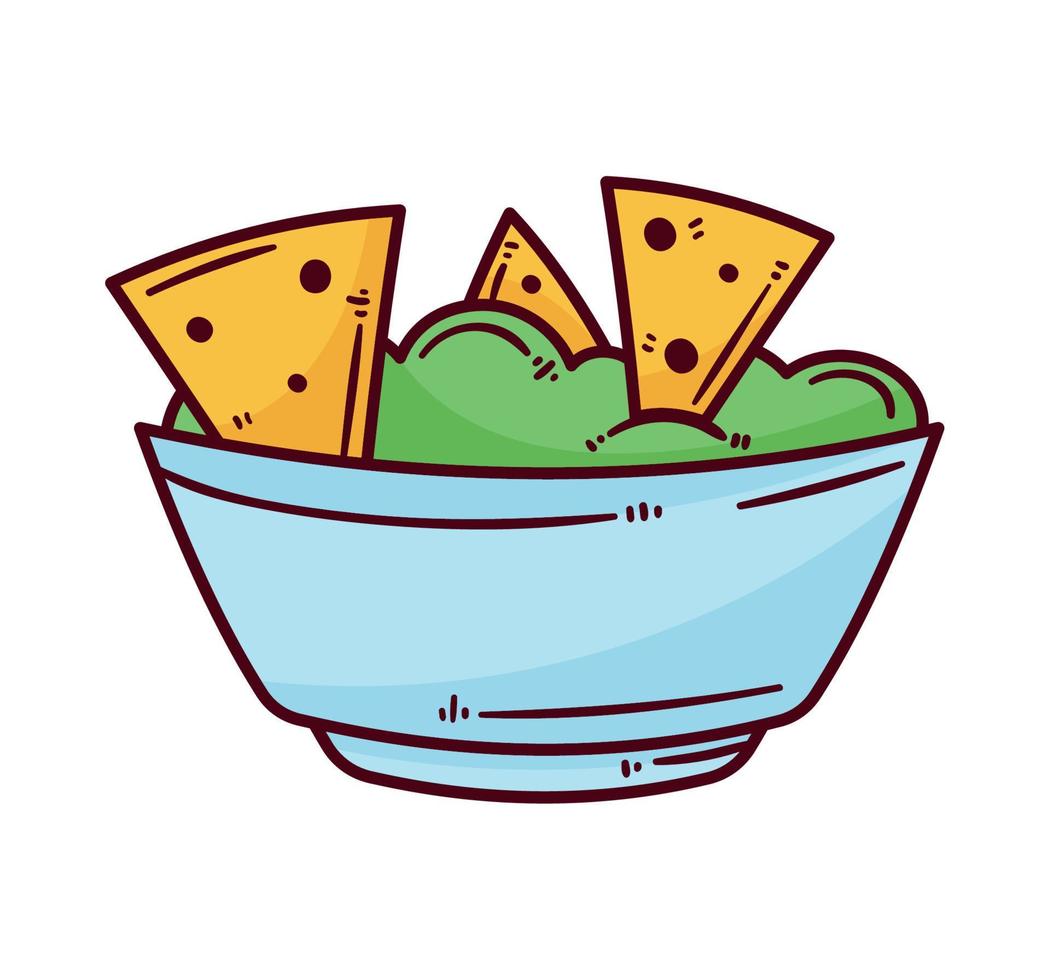 nachos with guacamole mexican vector
