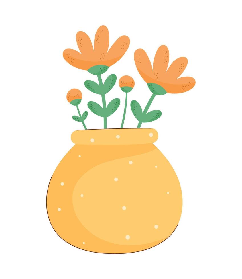 orange flowers in vase vector