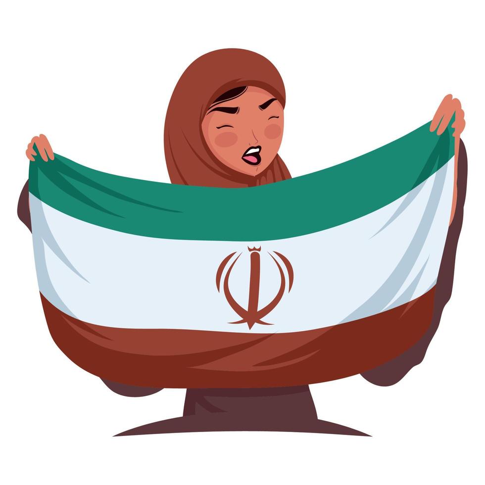 iranian woman with flag vector