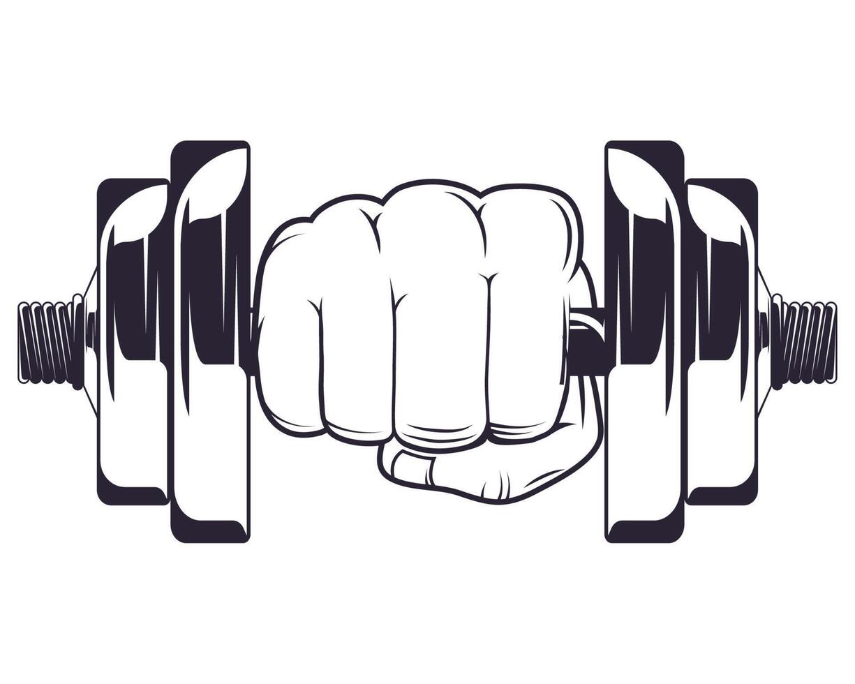 fist with dumbbell gym vector