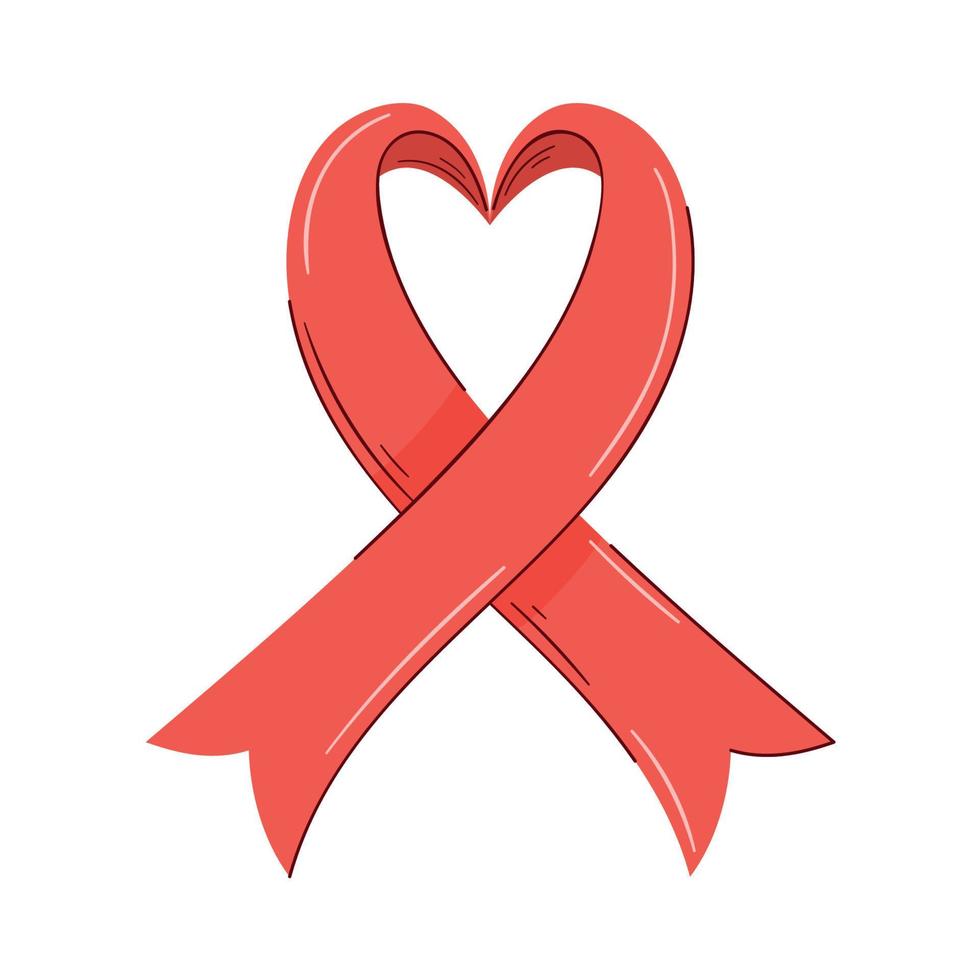 AIDS red ribbon heart vector
