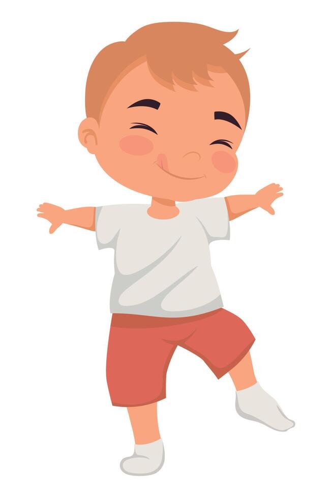 little kid boy walking vector