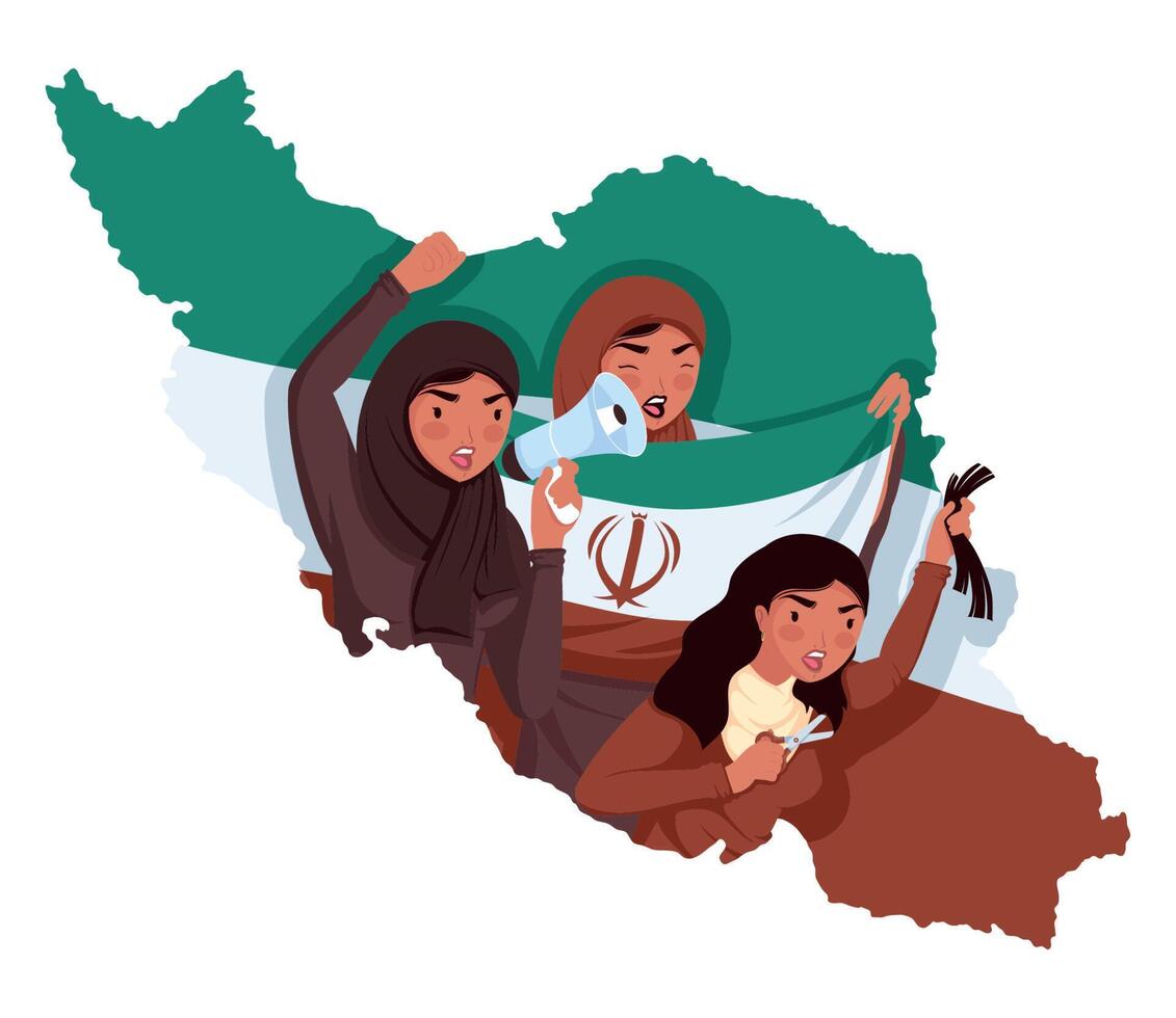 iranian girls protesting vector