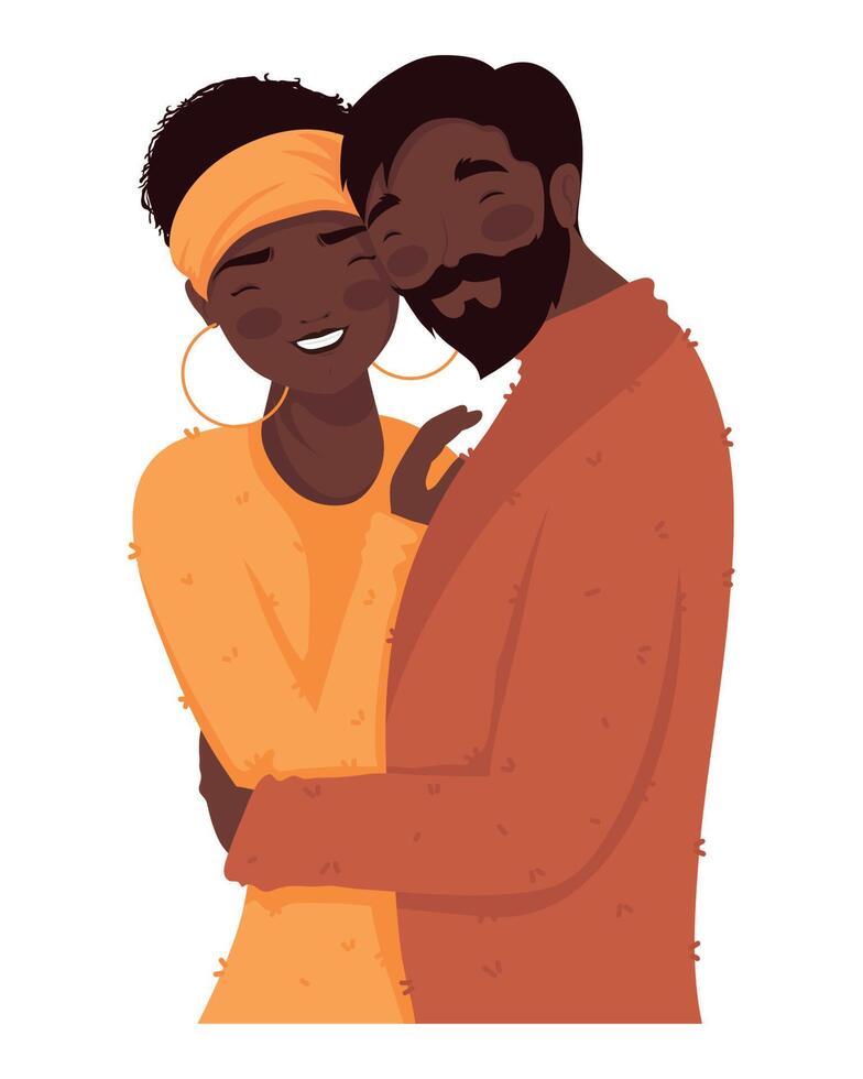 afro lovers couple vector