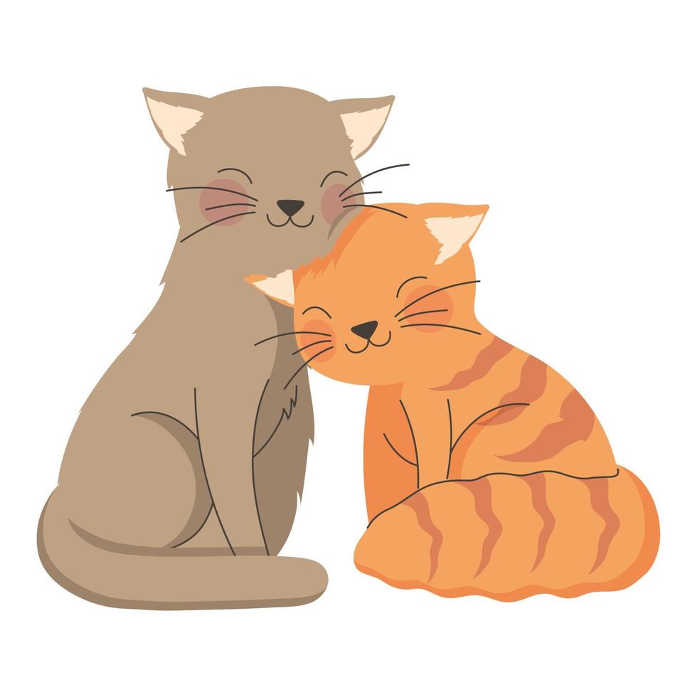 gatos animales pareja amor vector