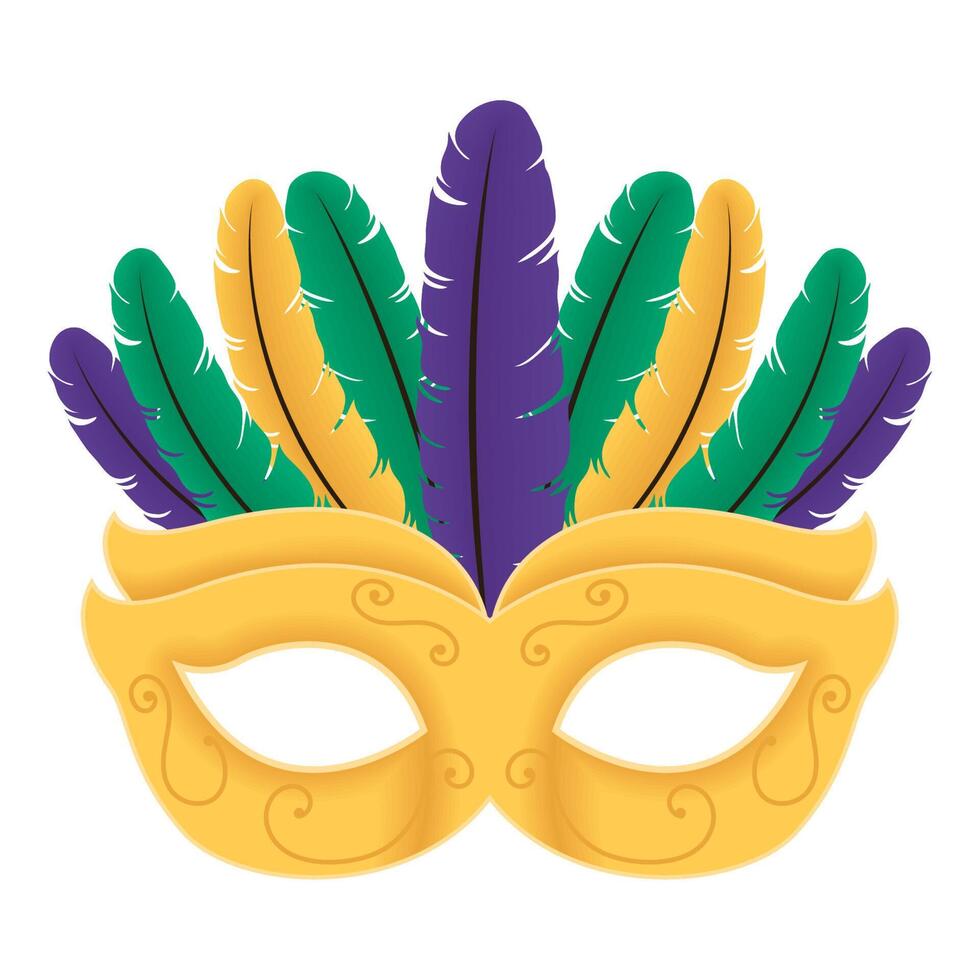 máscara de mardi gras amarilla vector