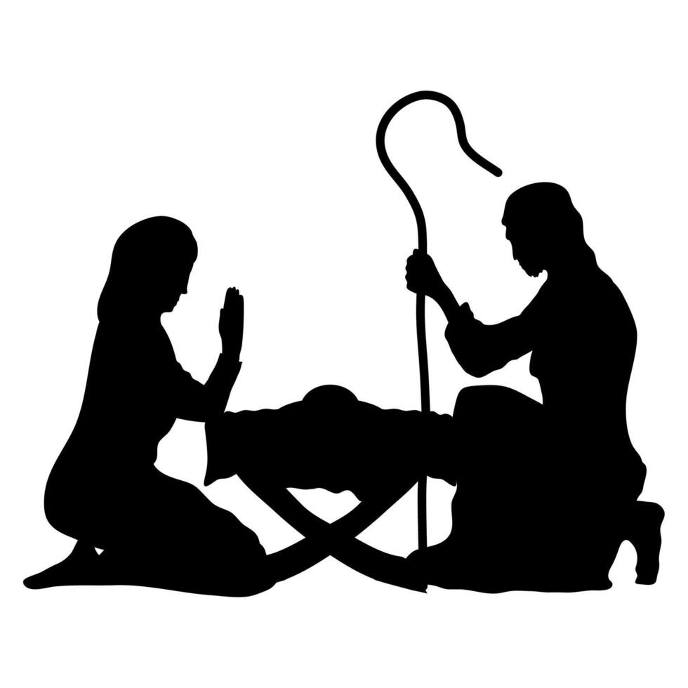 holy family characters silhouettes vector