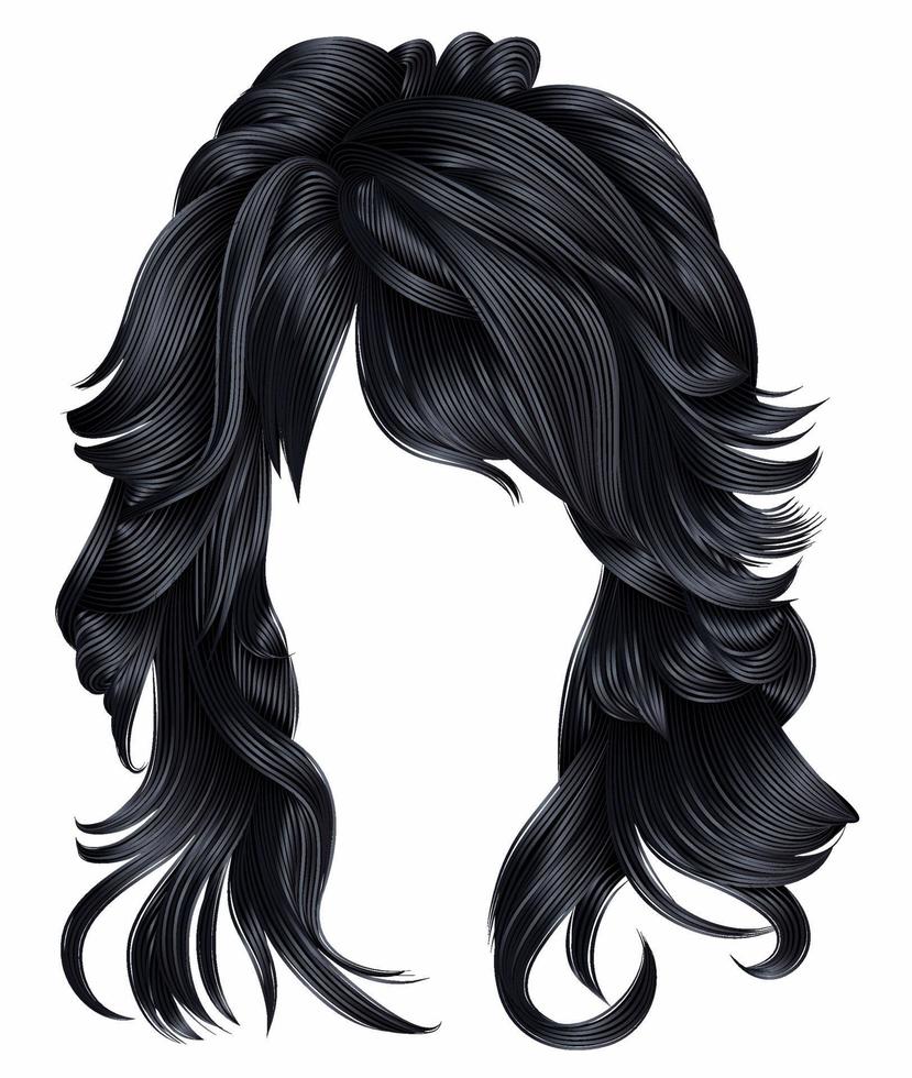 trendy woman long hairs brunette dark brown  colors .  beauty fashion .  realistic 3d vector