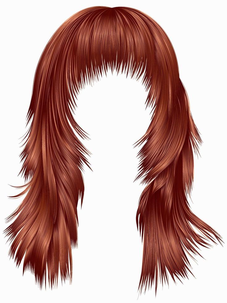 trendy woman long hairs red copper colors .  beauty fashion .  realistic 3d vector