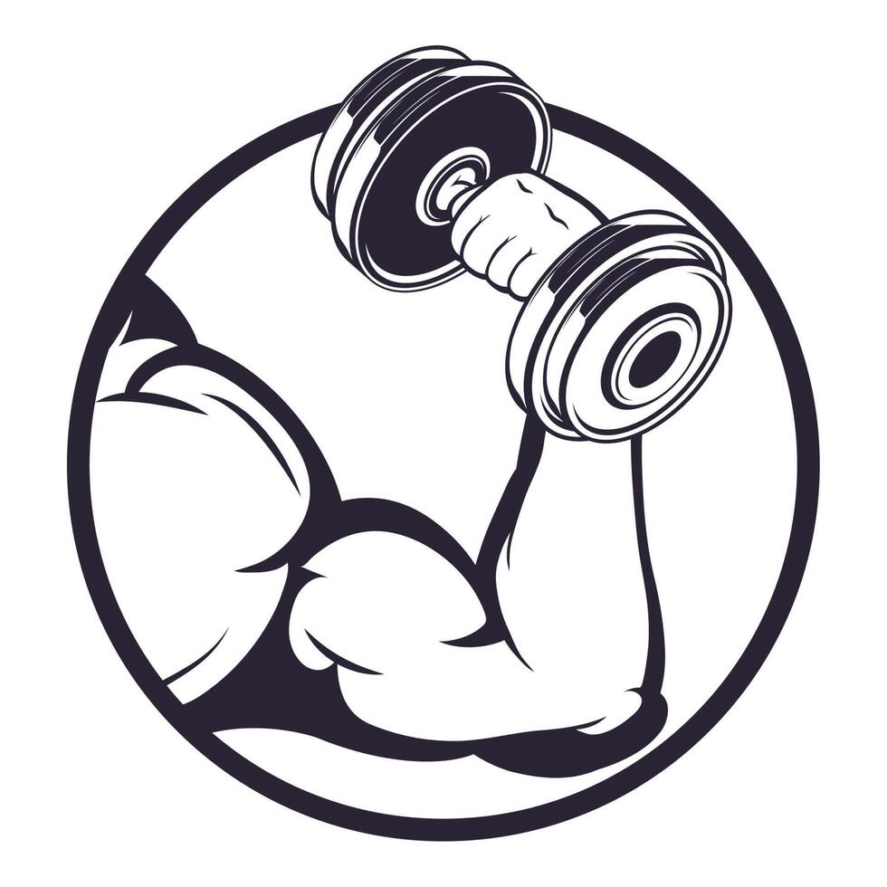 strong arm lifting dumbbell vector
