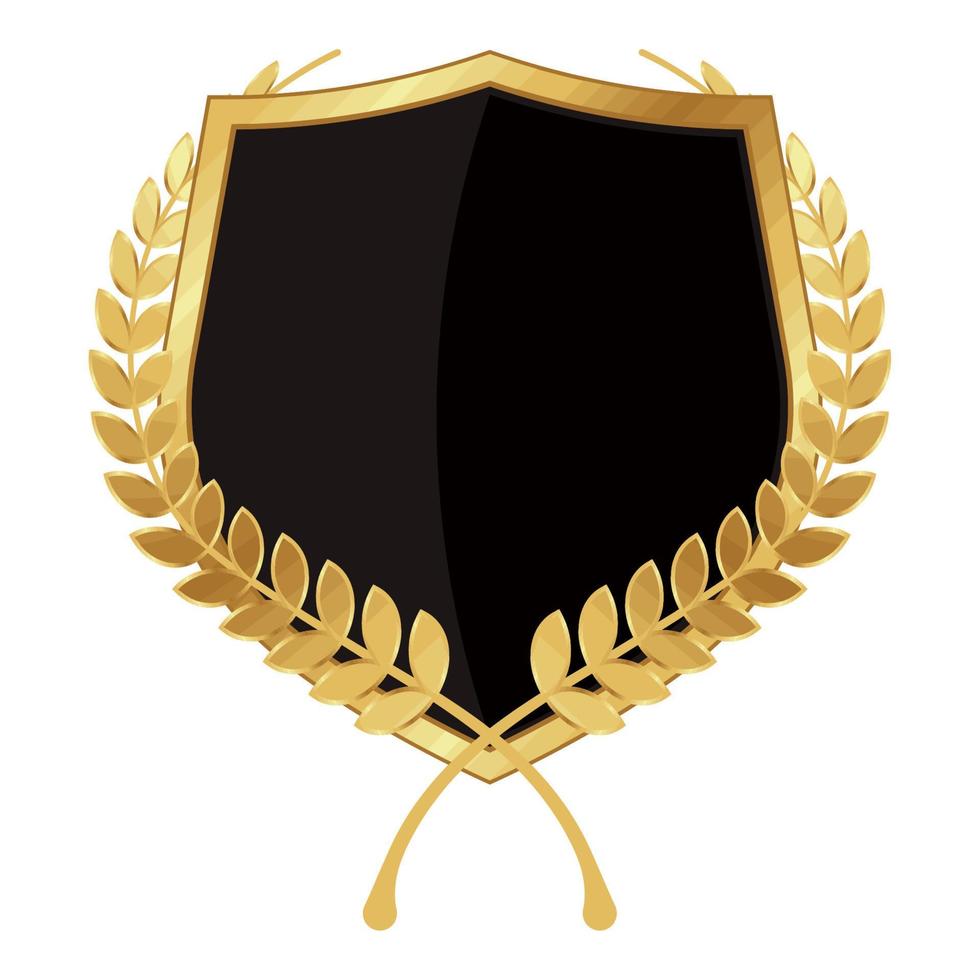 golden shield with wreath vector