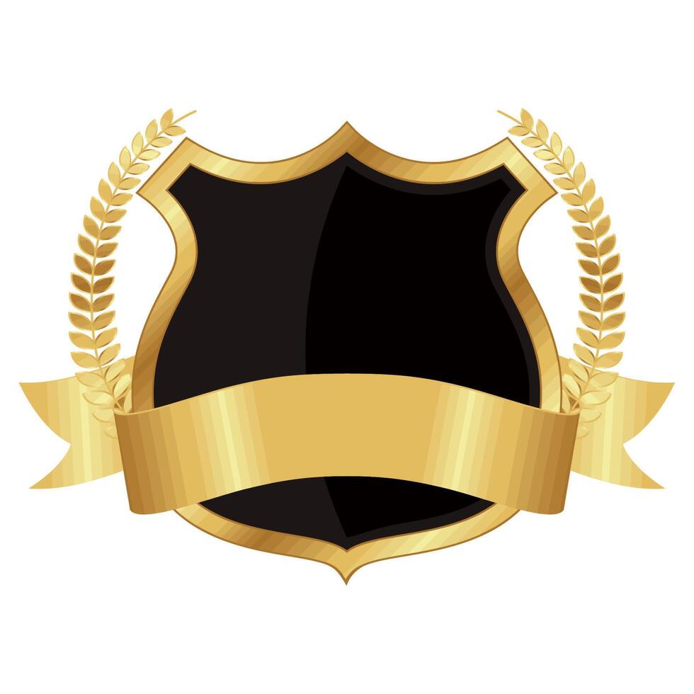 golden shield with ribbon vector
