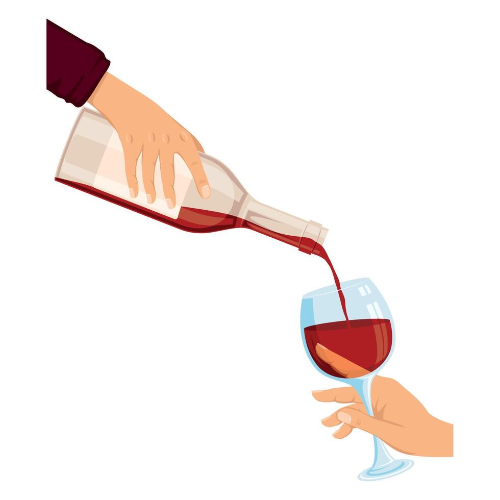 hand serving wine in cup vector