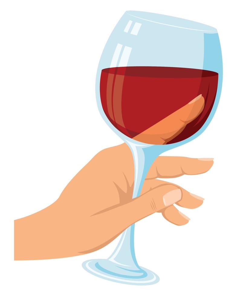 hand with wine cup drink vector