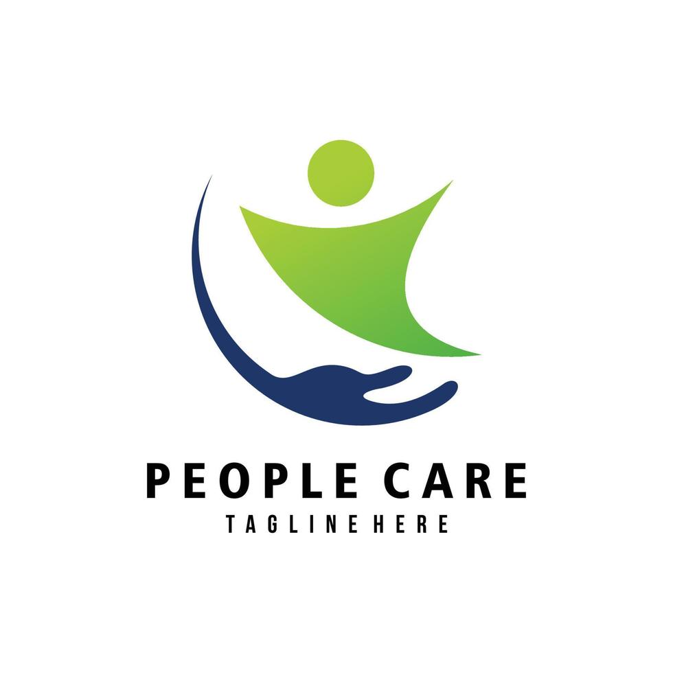 vector de icono de logotipo de cuidado de personas aislado