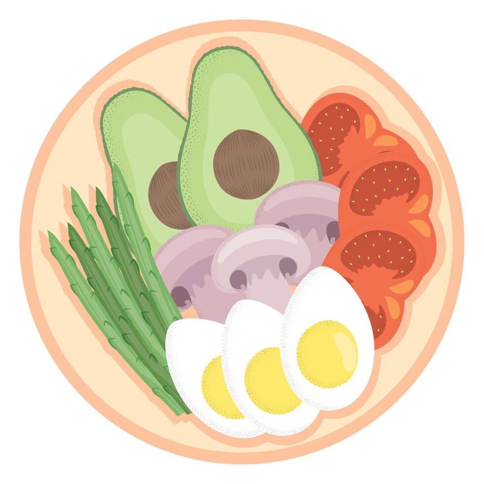 eggs boiled and vegetables vector