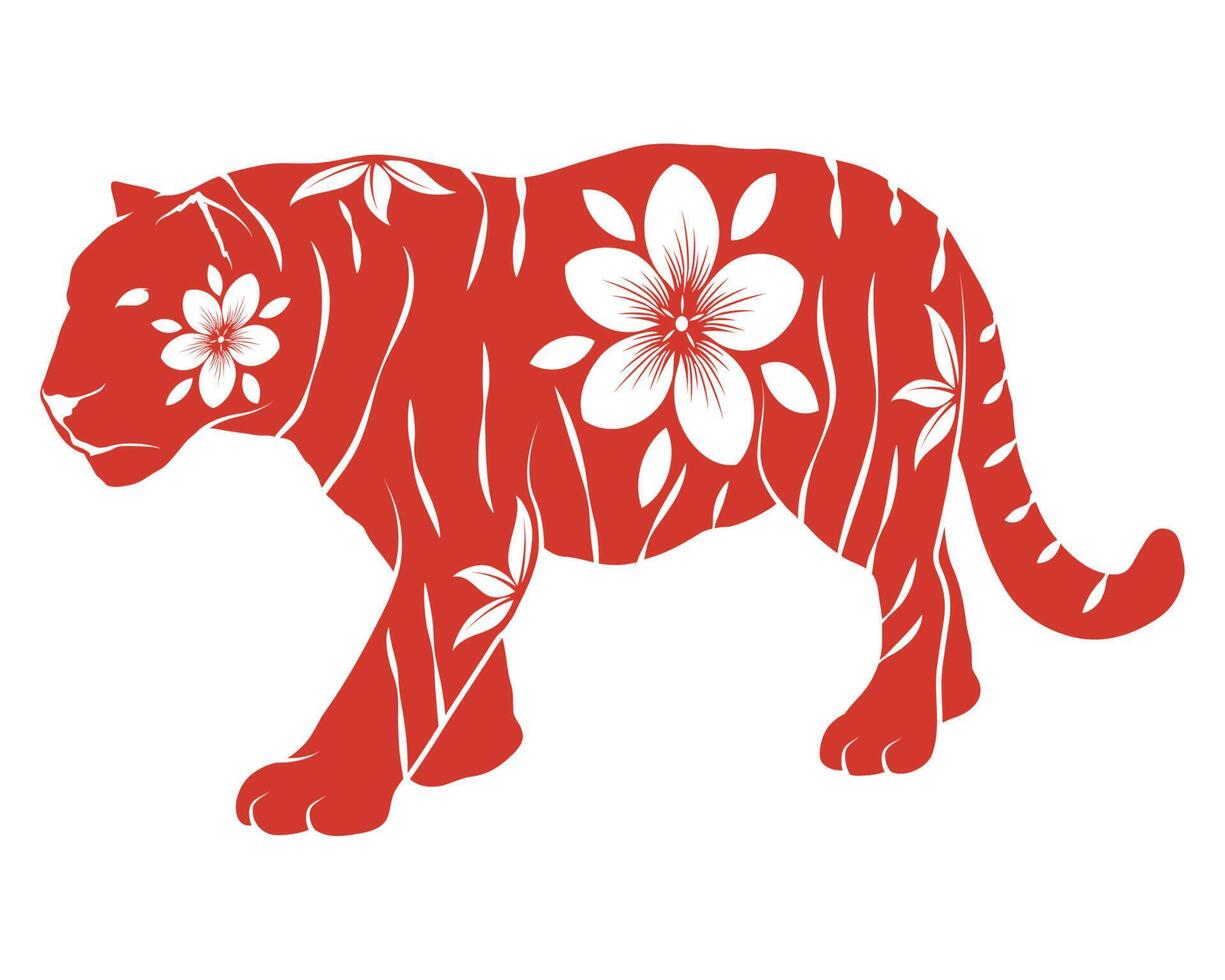tiger chinese zodiac animal vector