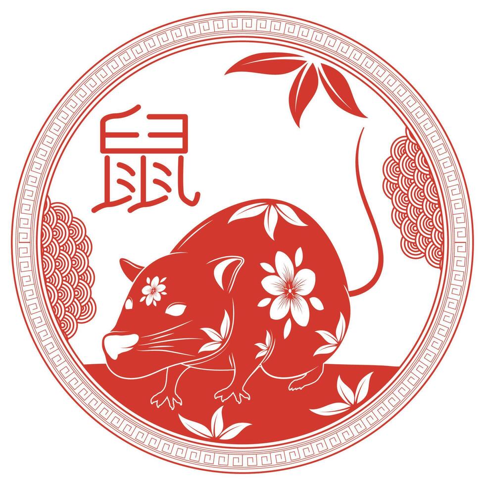 rat chinese zodiac emblem vector