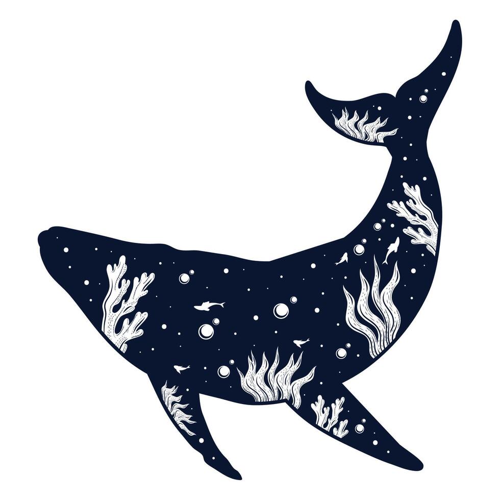 whale surreal sea life vector