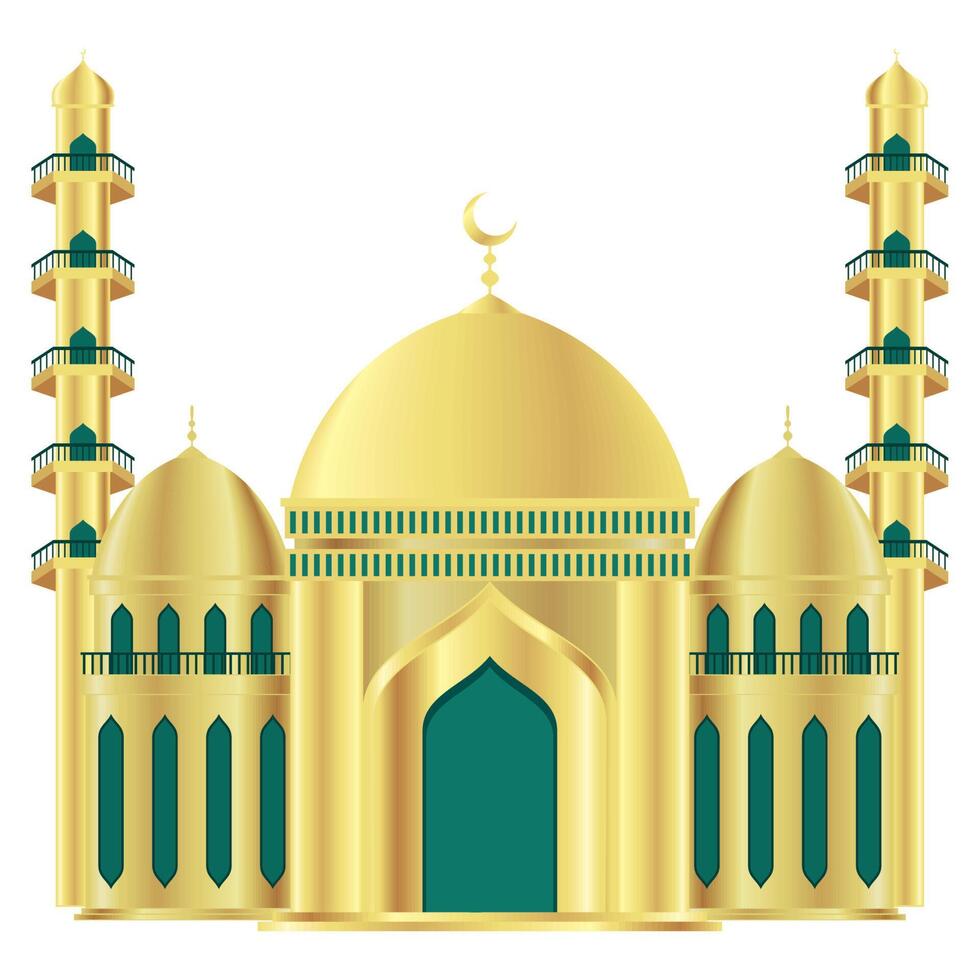muslim mosque golden facade vector