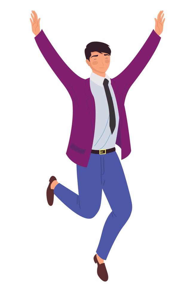 elegant businessman jumping celebrating vector
