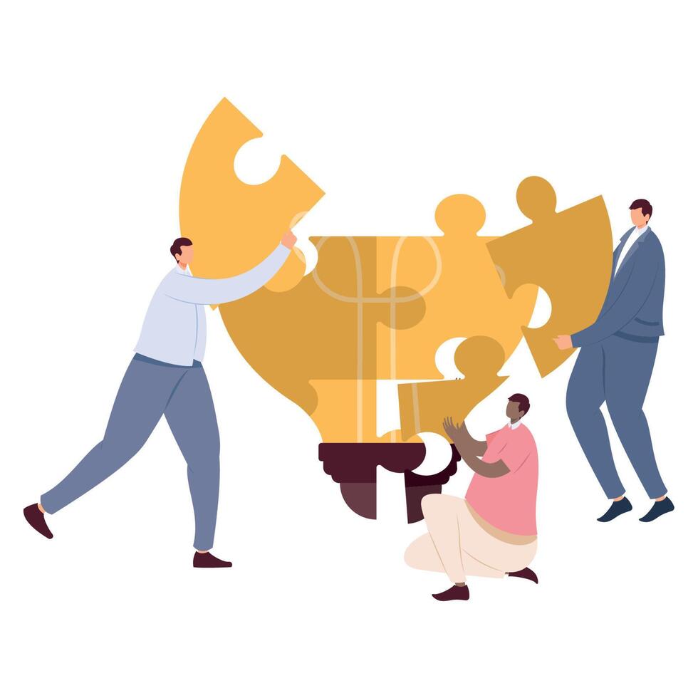 business people with puzzle vector