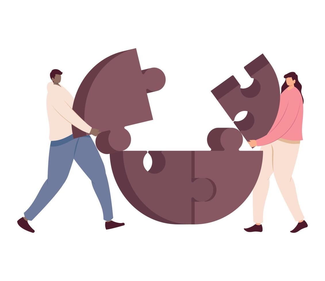business couple with puzzle vector