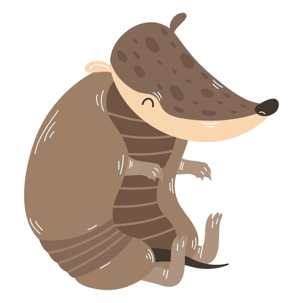 cute little armadillo animal vector