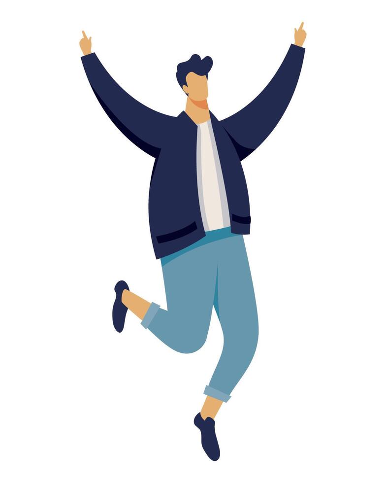 young man jumping vector