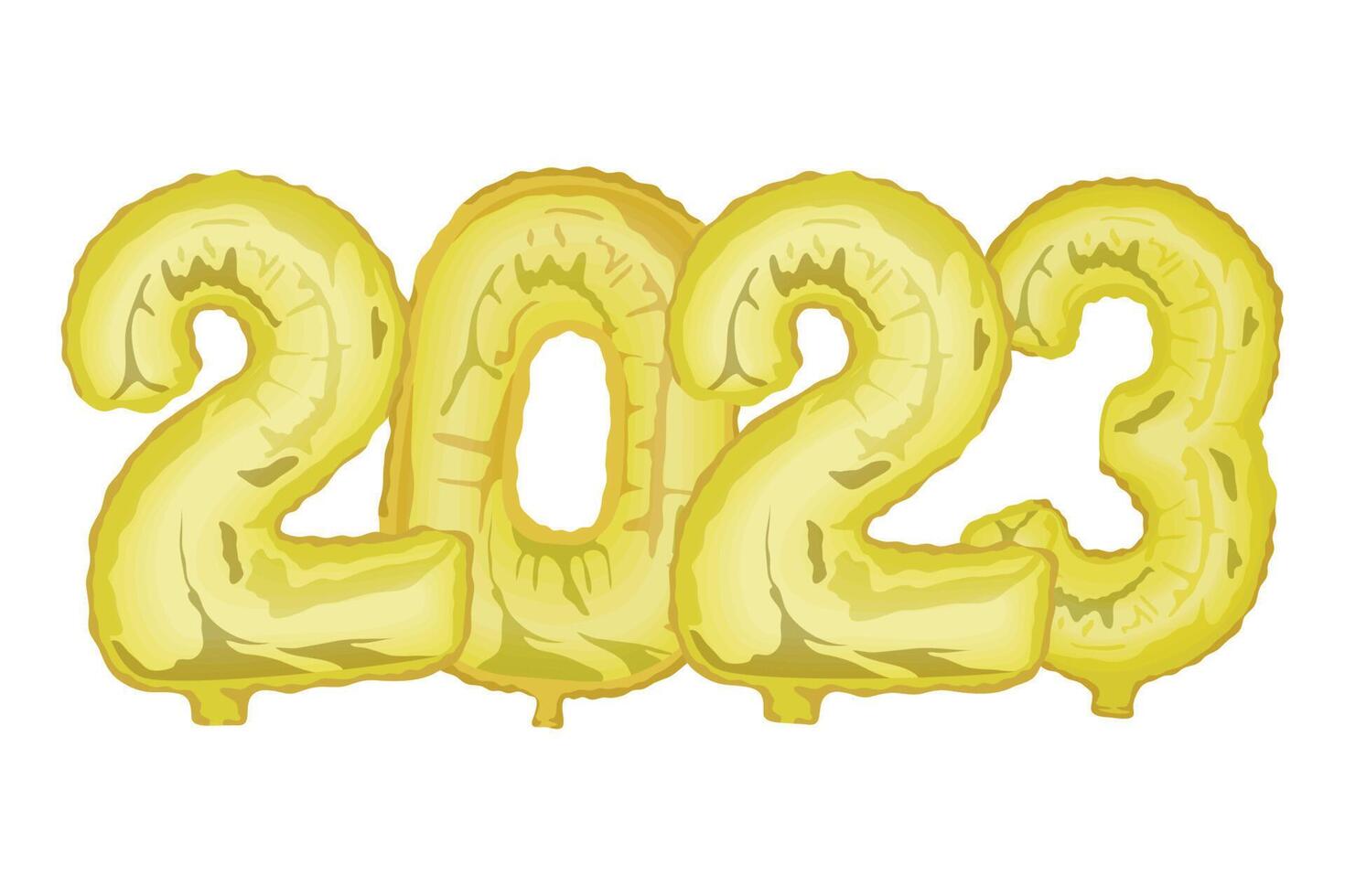 golden 2023 numbers balloons helium vector