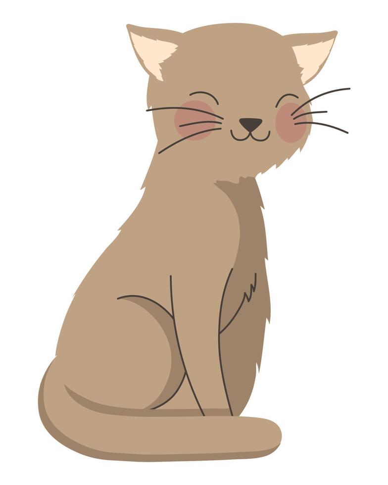 lindo gatito beige vector