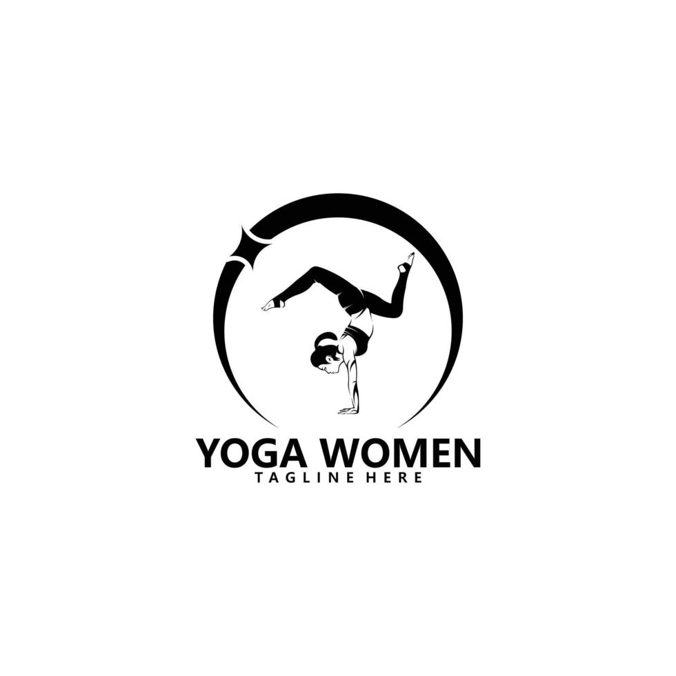 yoga mujeres logo icono vector aislado